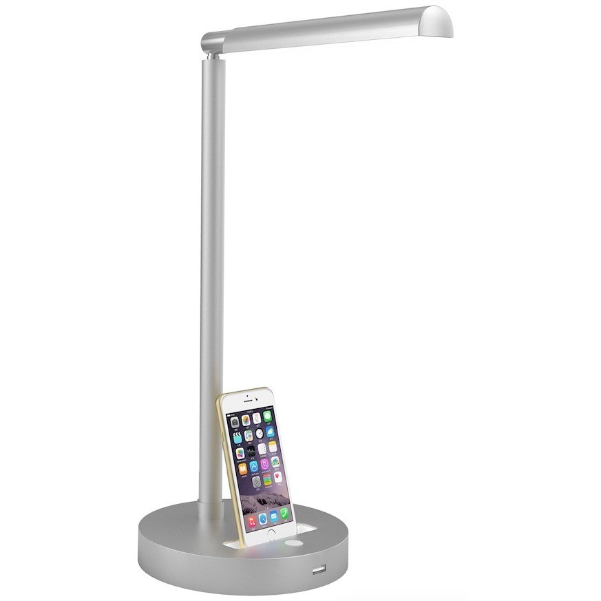 NODIS NT-S3 Lampada LED da Tavolo 10W con Docking Station per iPhone 5/6 e iPod - Silver