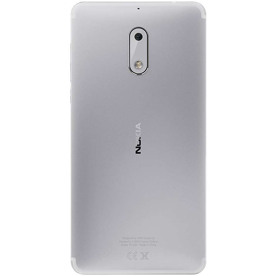 Nokia 6 Smartphone Dual Sim Display 5.5 pollici Ram 3 Gb 32 Gb espandibile colore Argento