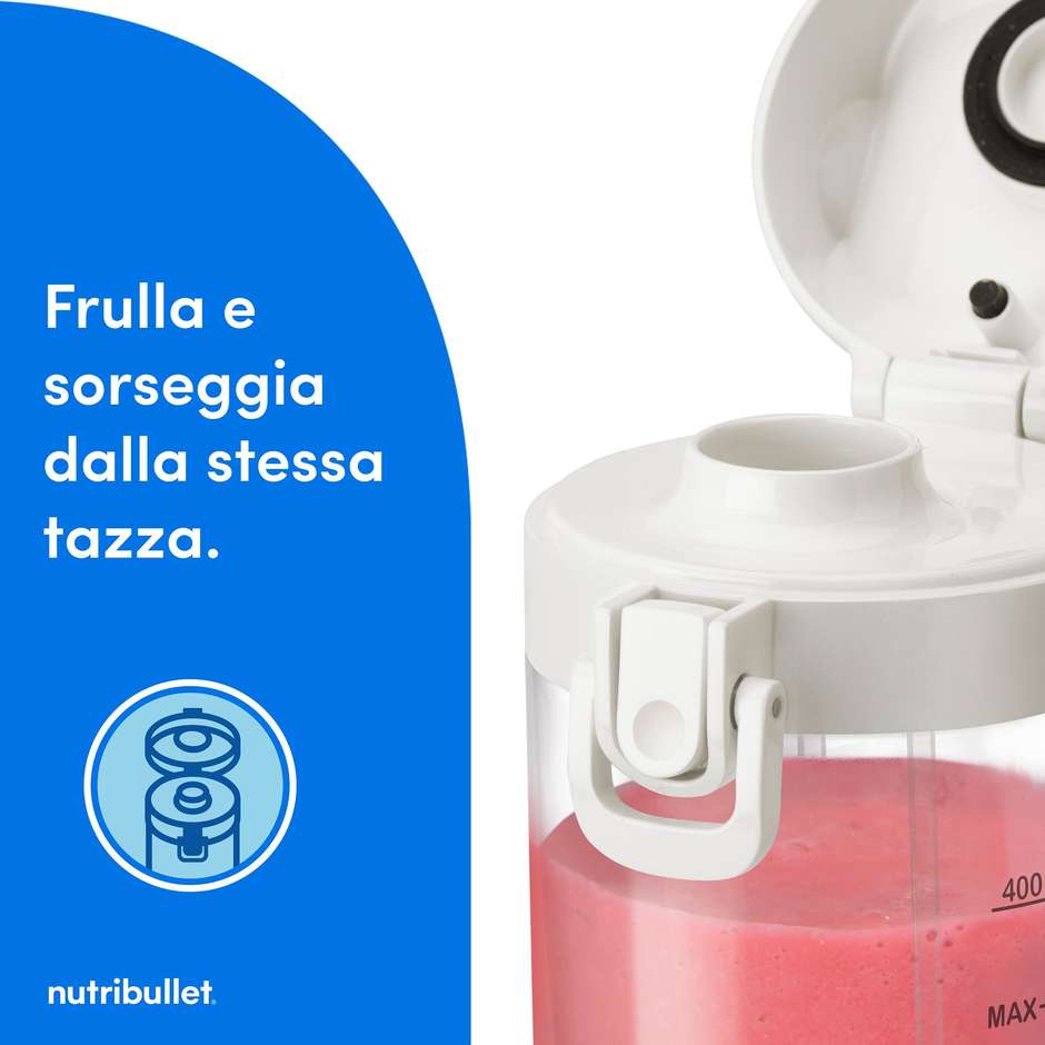 NutriBullet Frullatore  Portabile Capacita 0,475 L Colore Bianco