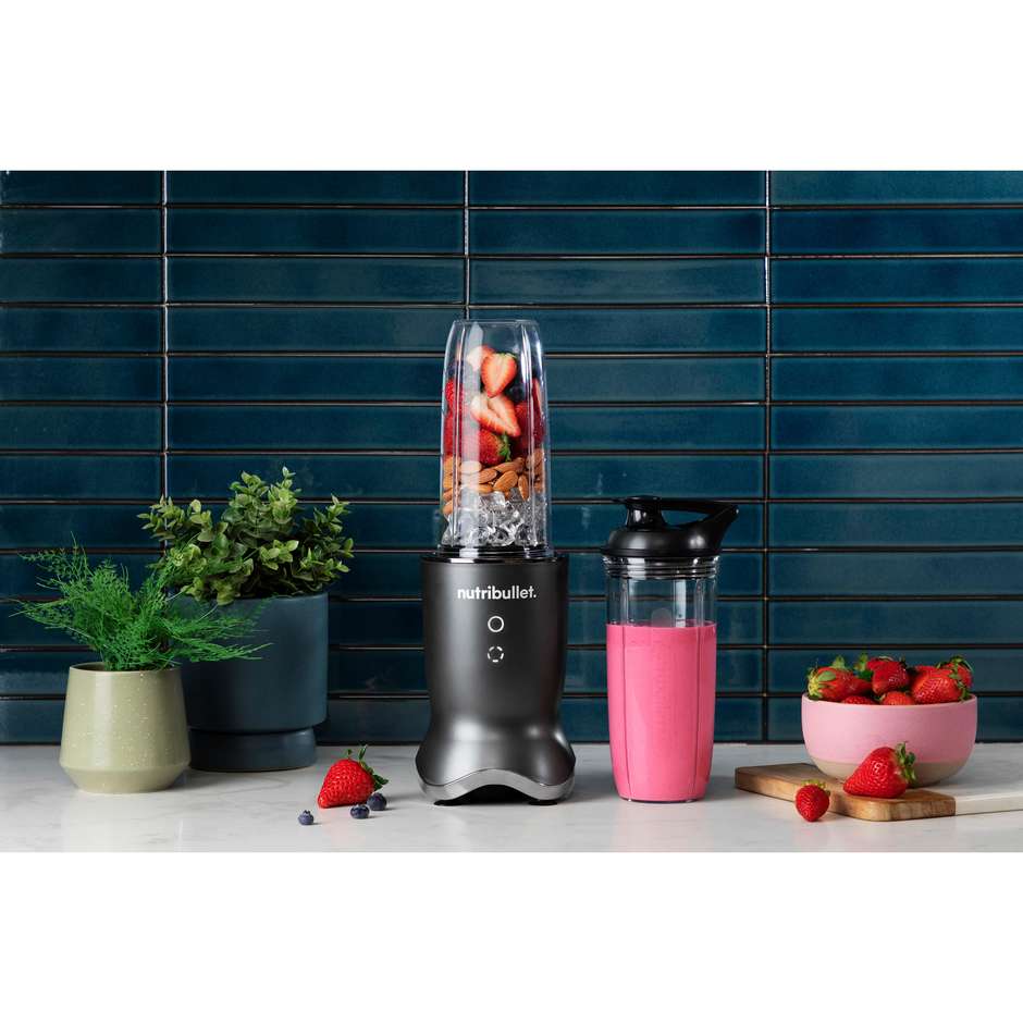 NutriBullet NB1206DGB Frullatore da tavolo + Accessori Capacita 0,9 ​​L 1200 W Colore Nero, Trasparente