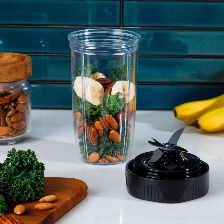 NutriBullet NB1206DGB Frullatore da tavolo + Accessori Capacitàa 0,9 L 1200 W Colore Nero, Trasparente