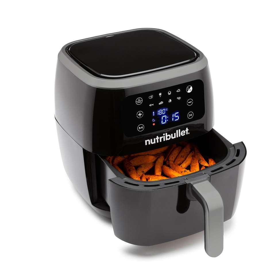 Nutribullet NBA071B Friggitrice ad Aria Calda 7 L 1800 W con Cestello Singolo Antiaderente Nero