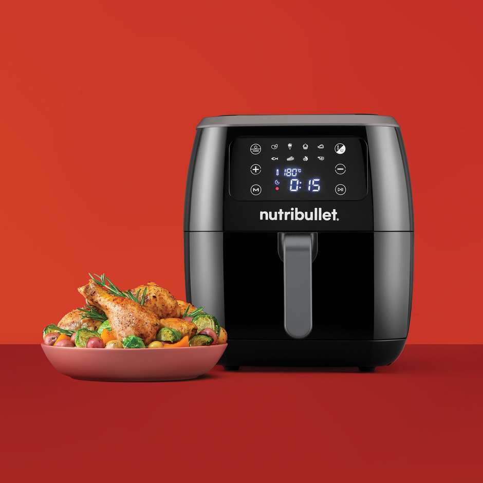 Nutribullet NBA071B Friggitrice ad Aria Calda 7 L 1800 W con Cestello Singolo Antiaderente Nero