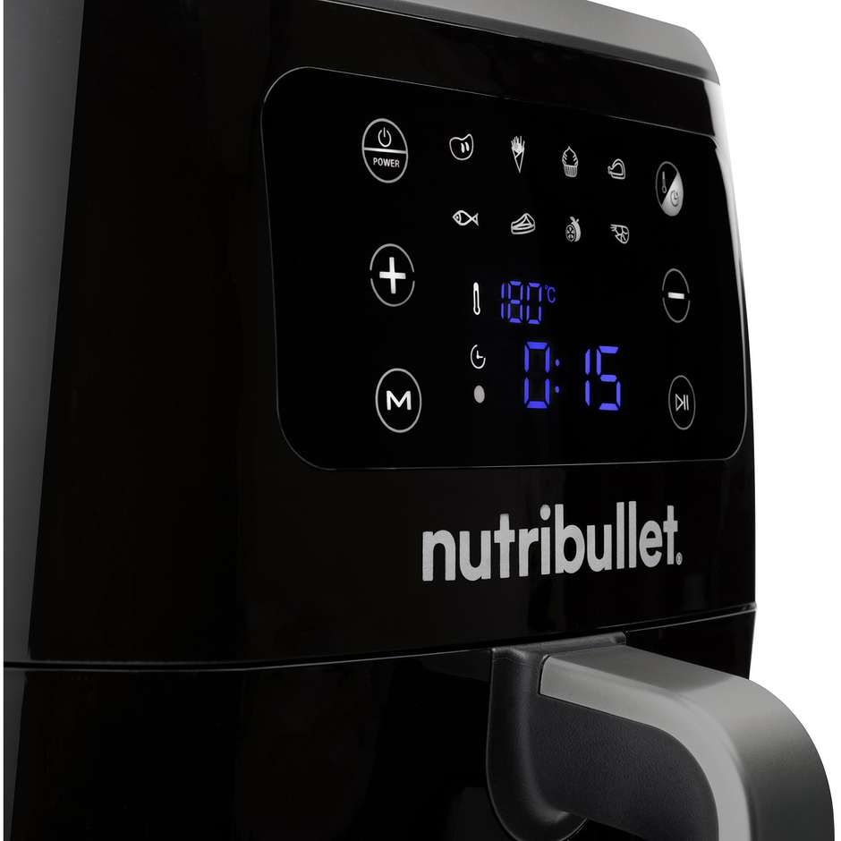 Nutribullet NBA071B Friggitrice ad Aria Calda 7 L 1800 W con Cestello Singolo Antiaderente Nero