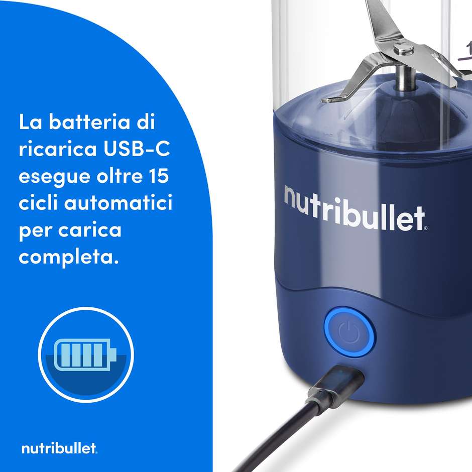 NutriBullet NBP003NBL Frullatore Portabile Capacita 0,475 L Colore Blu marino