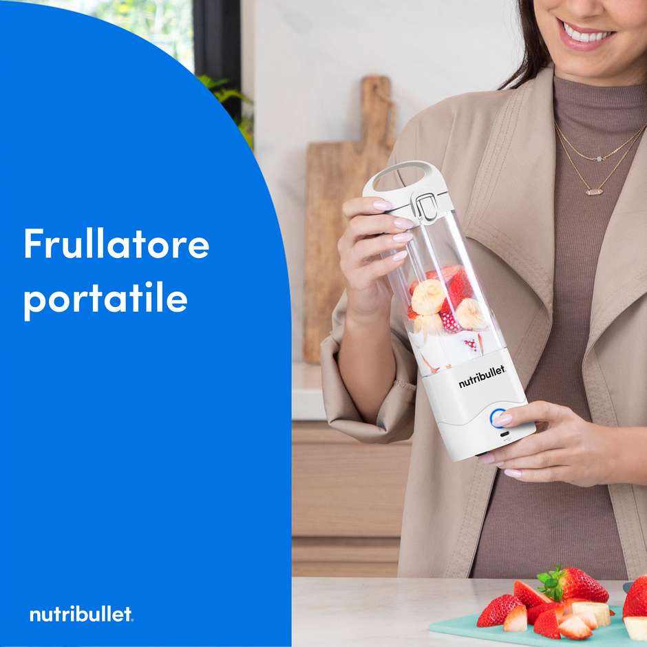 NutriBullet Portable NBP003W frullatore portatile bianco USB-C, contenitore 475 ml