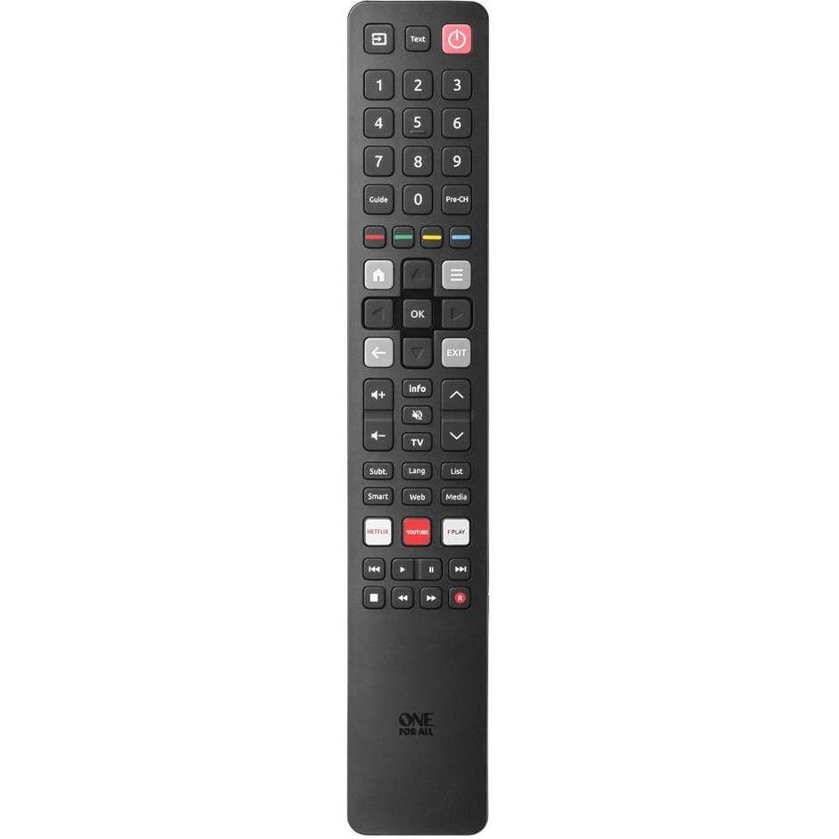 ONE FOR ALL URC4922 TCL Telecomando Universale Preprogrammato per TV e Dispositivi Multimediali Colore Black