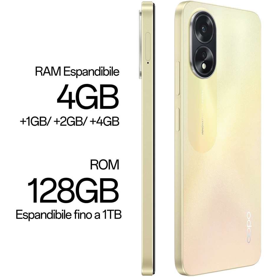 Oppo A38 Smartphone 6,56" HD Ram 4 Gb Memoria 128 Gb Android colore oro