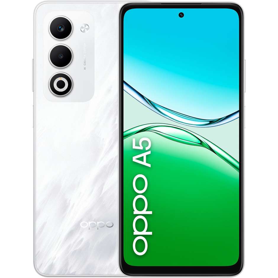 OPPO A5 Smartphone 4G 6.67” Ram 6 GB Memoria 128 GB Colore Bianco