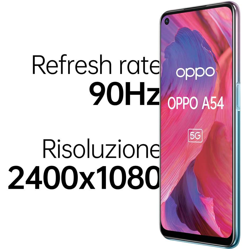 Oppo A54 5G Smartphone 6,5"Full HD+ Ram 4 Gb Memoria 64 Gb Android colore Fantastic Purple