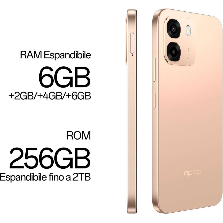 OPPO A6 Smartphone 5G 17,1 cm (6.75") 120Hz 6 GB 256 GB Doppia SIM 50 MP 6550 mAh Oro (Aurora Gold)