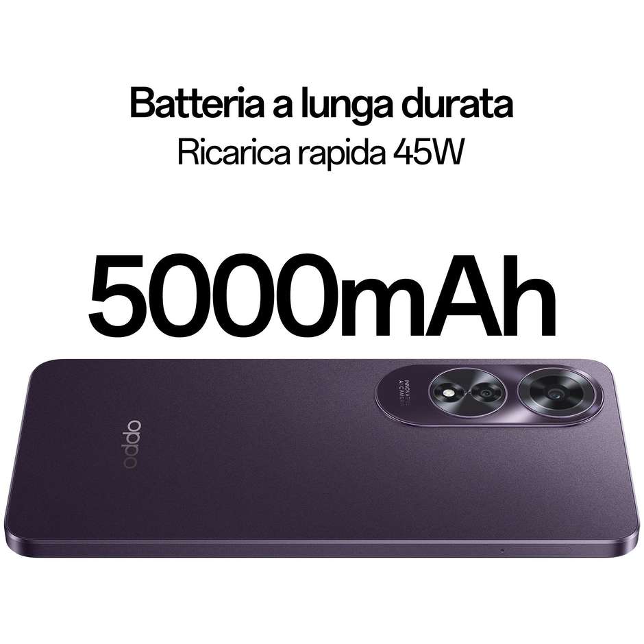 Oppo A60 Smartphone 6,67" FHD Ram 8 Gb Memoria 256 Gb Android colore viola