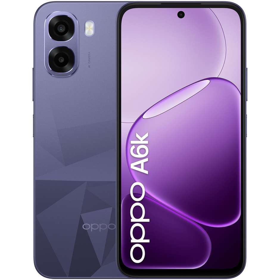OPPO A6k Smartphone 17,1 cm (6.75") 120Hz 4 GB 256 GB Doppia SIM 5000 mAh Nero (Crystal Black)