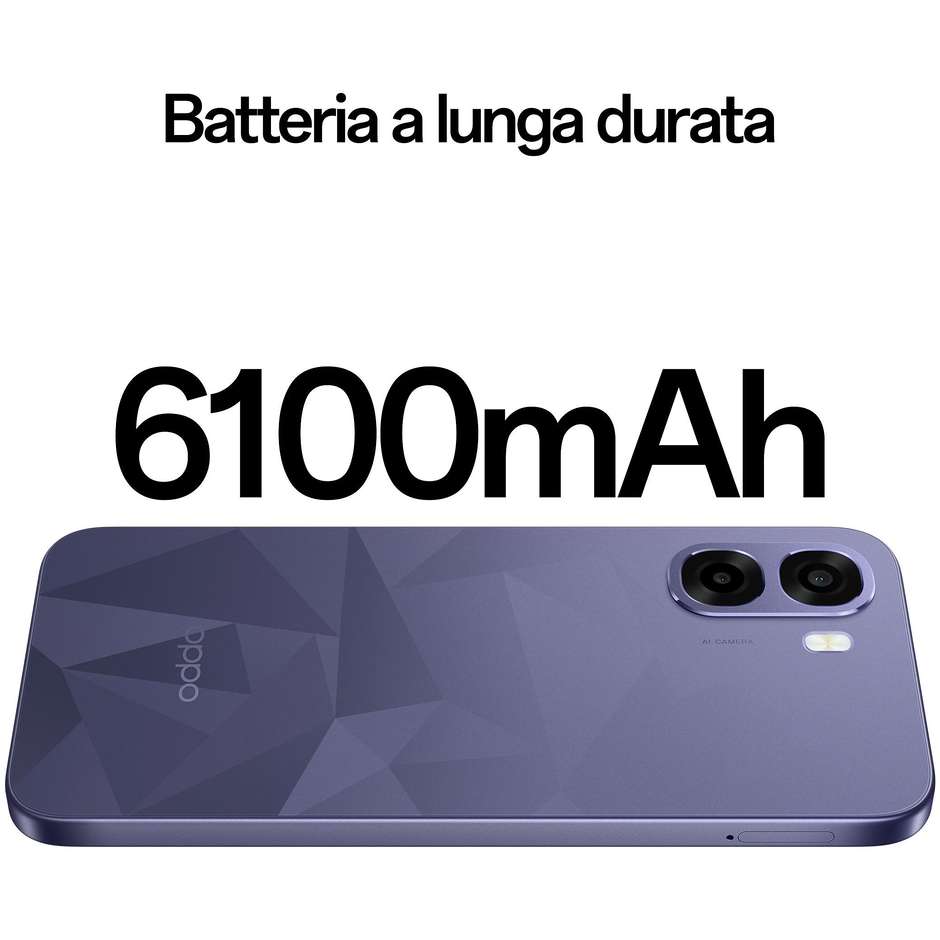 OPPO A6k Smartphone 17,1 cm (6.75") 120Hz 4 GB 256 GB Doppia SIM 5000 mAh Nero (Crystal Black)