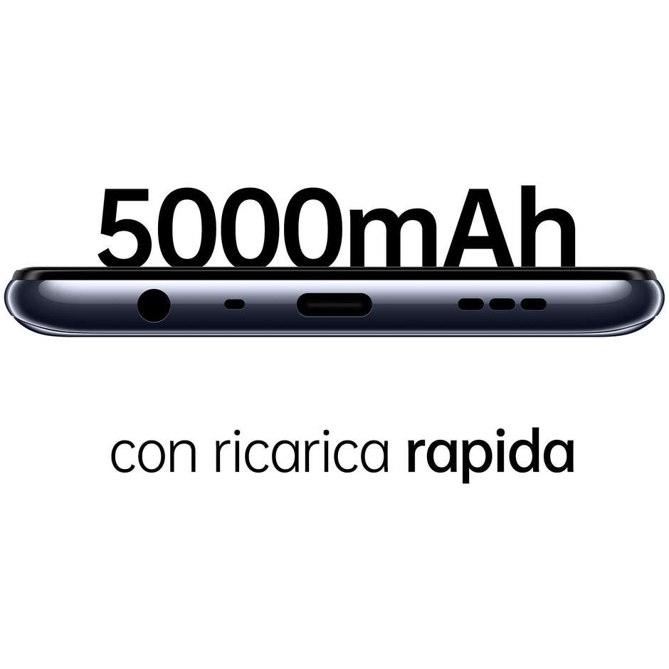 Oppo A74 Smartphone 6.43" FHD+ Ram 6 GB Memoria 128 GB Android ColorOS 11.1 colore Prism Black