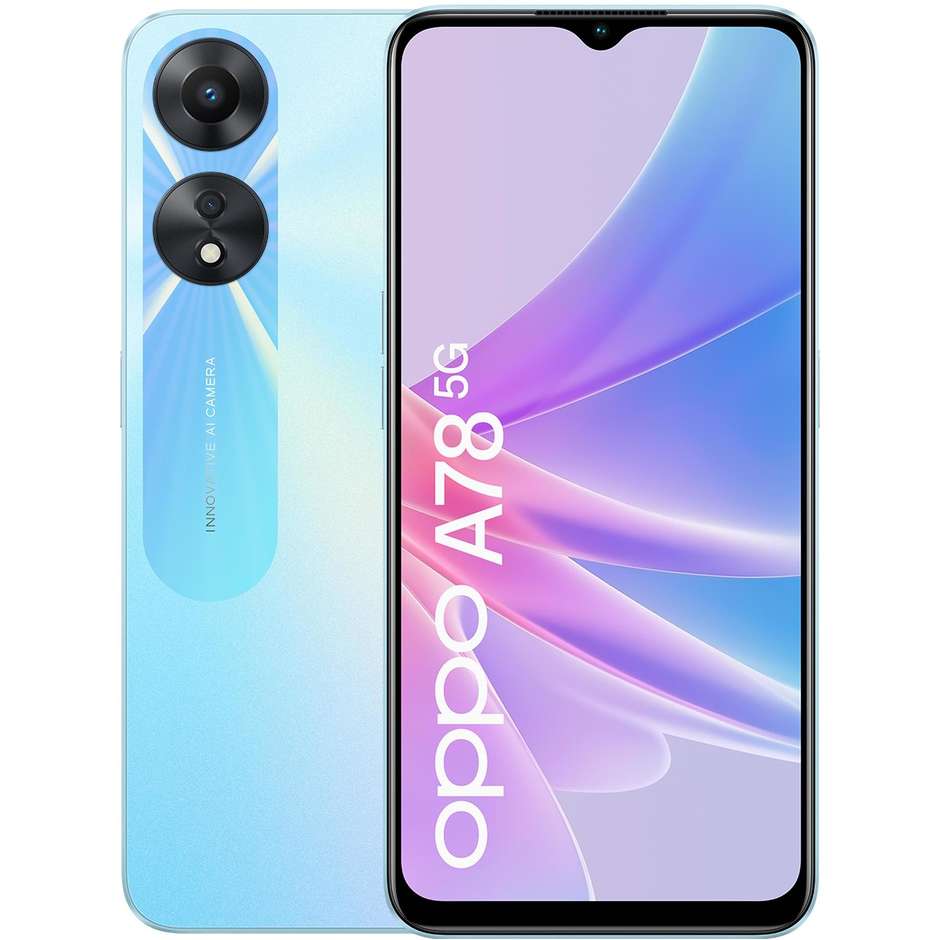 OPPO A78 5G Smartphone 6,56" HD+ Ram 4 Gb Memoria 128 Gb Android Colore Glowing Blue