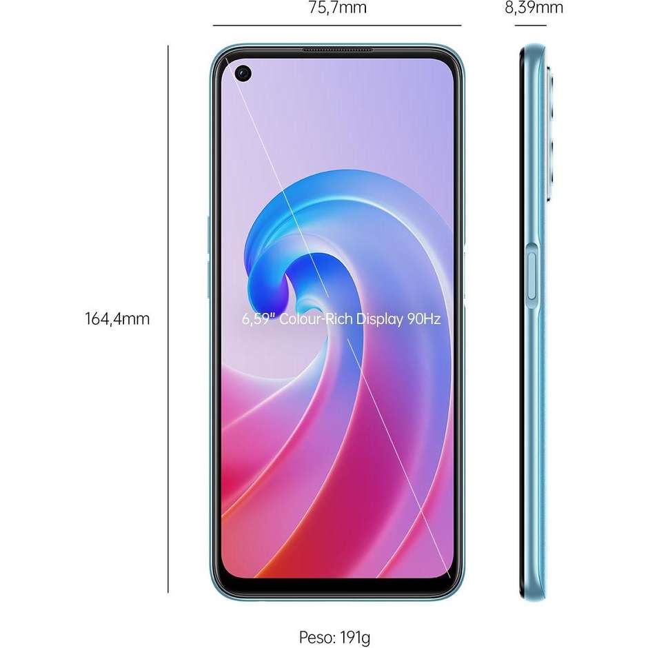 Oppo A96 Smartphone 6,59" Full HD+ Ram 8 Gb Memoria 128 Gb Android Sunset Blue