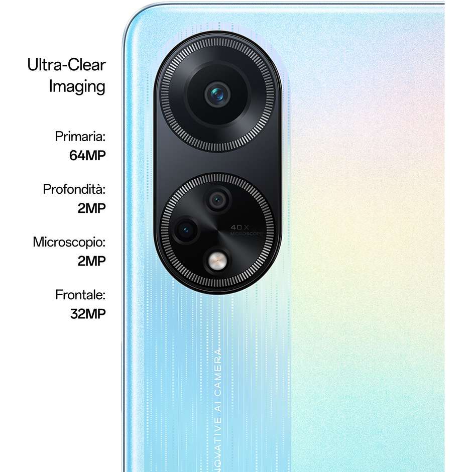 OPPO A98 Smartphone 5G 6.72” Ram 8 Gb Memoria 256 Gb Android 13 Colore Blu
