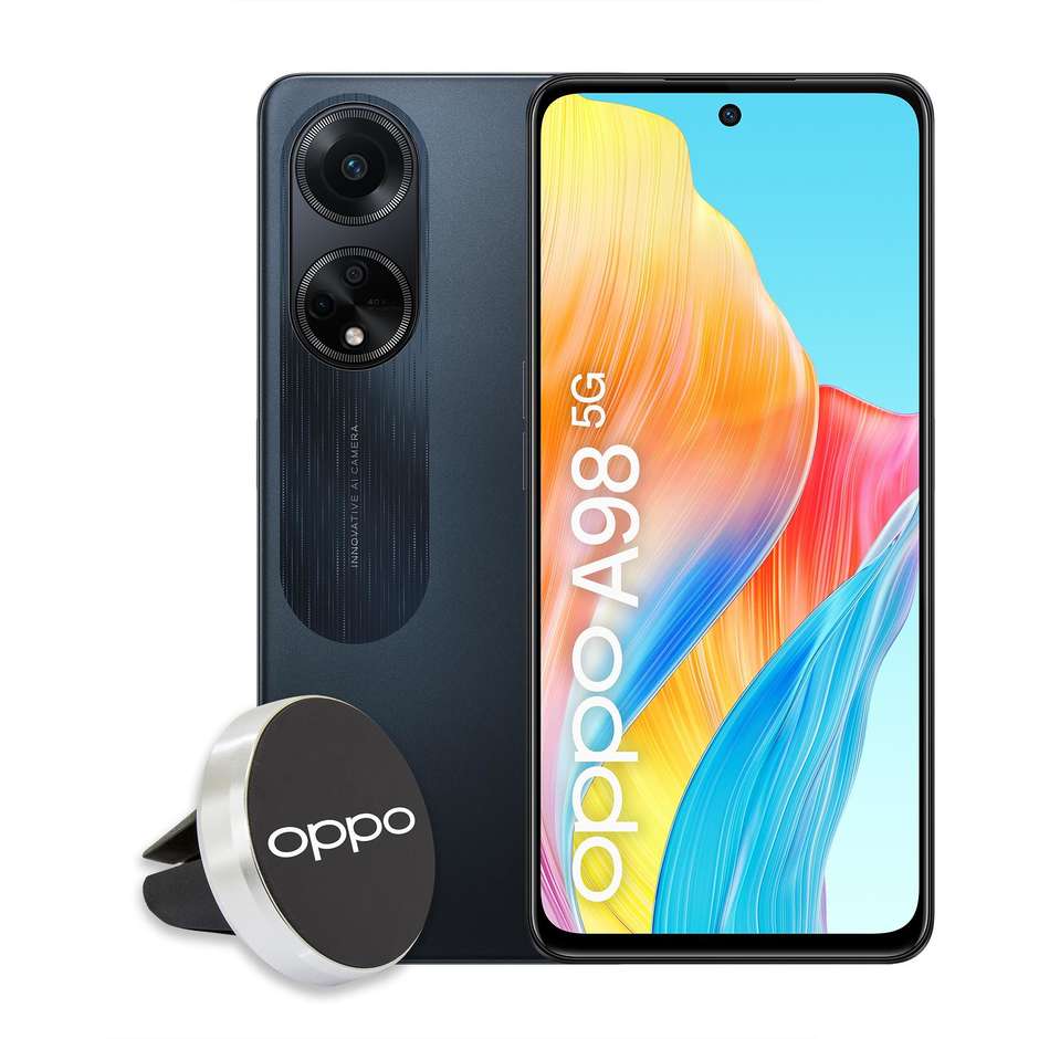 OPPO A98 Smartphone 5G 6.72” Ram 8 Gb Memoria 256 Gb Android 13 Colore Nero
