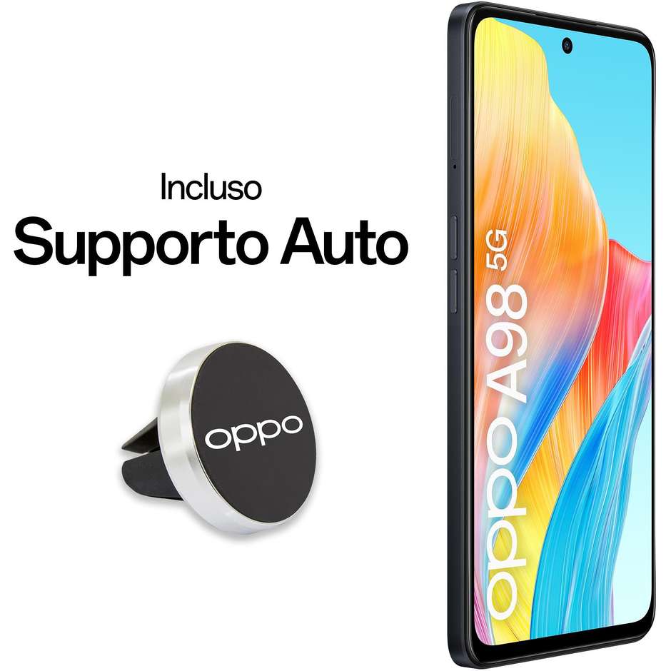 OPPO A98 Smartphone 5G 6.72” Ram 8 Gb Memoria 256 Gb Android 13 Colore Nero