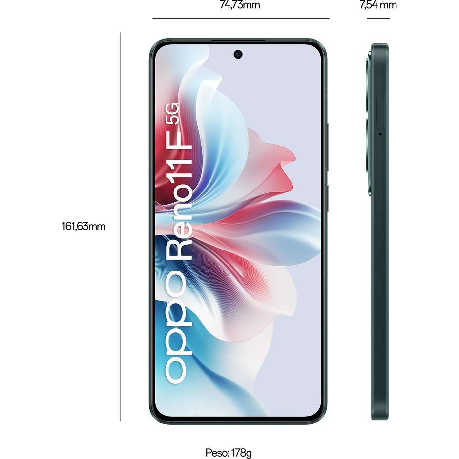 Oppo Reno 11 F Smartphone 5G  6,7" Ram 8 Gb Memoria 256 Gb Android colore verde