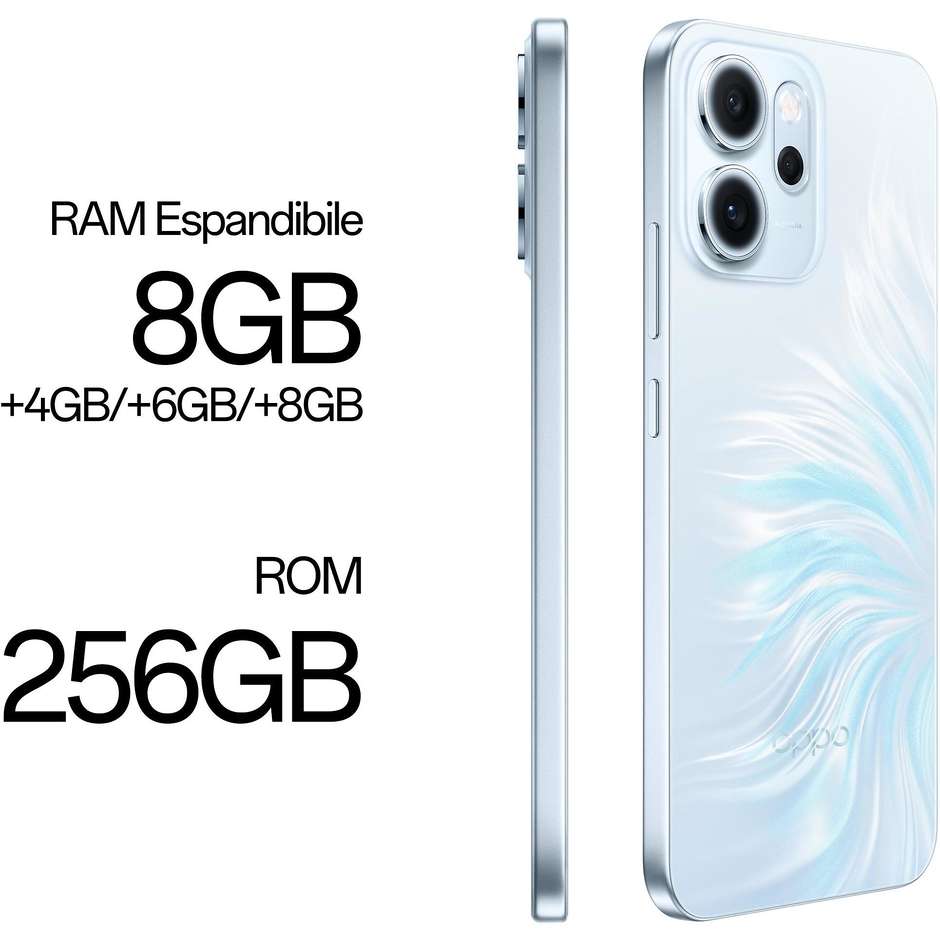 OPPO Reno 14 F Smartphone 5G 6.57" Ram 8 GB Memoria 256 GB Android 15 Colore Blu