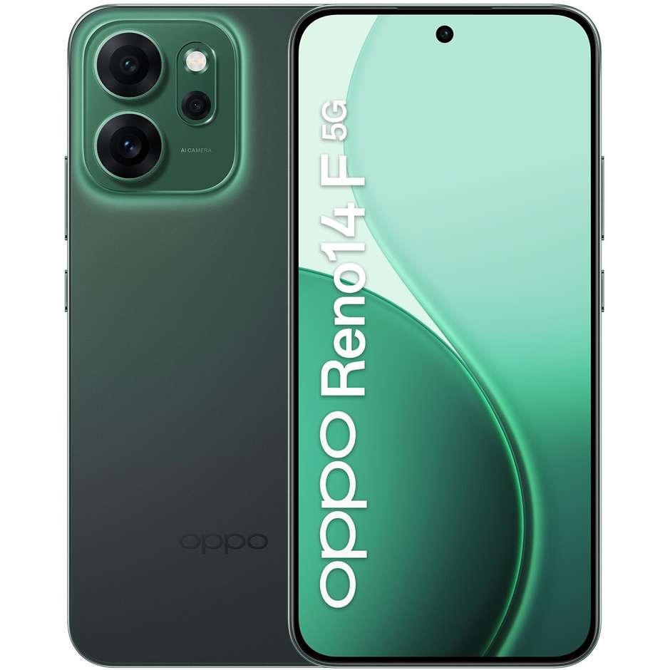 OPPO Reno 14 F Smartphone 5G 6.57" Ram 8 GB Memoria 256 GB Android 15 Colore Verde