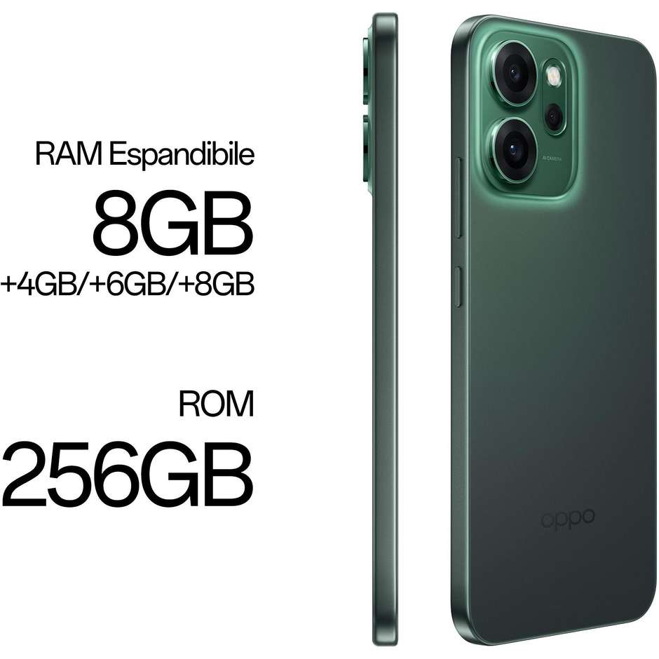 OPPO Reno 14 F Smartphone 5G 6.57" Ram 8 GB Memoria 256 GB Android 15 Colore Verde
