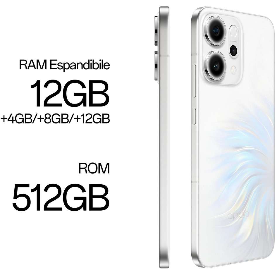 OPPO Reno 14 Smartphone 5G 16,7 cm (6.59") AMOLED 120Hz 12 GB 512 GB Tripla Fotocamera 50 MP AI 5000 mAh Bianco