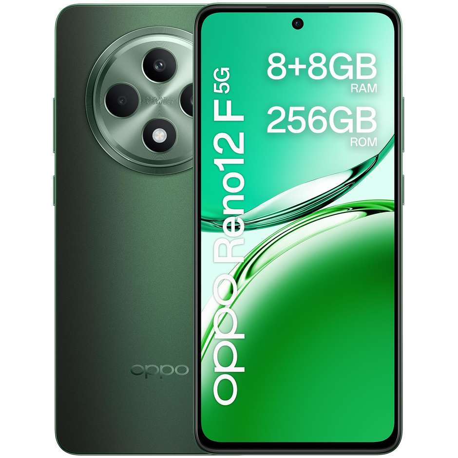 OPPO Reno12 F Smartphone 5G 6.67”  Ram 16 GB Memoria 256GB Android 14 Colore Olive Green