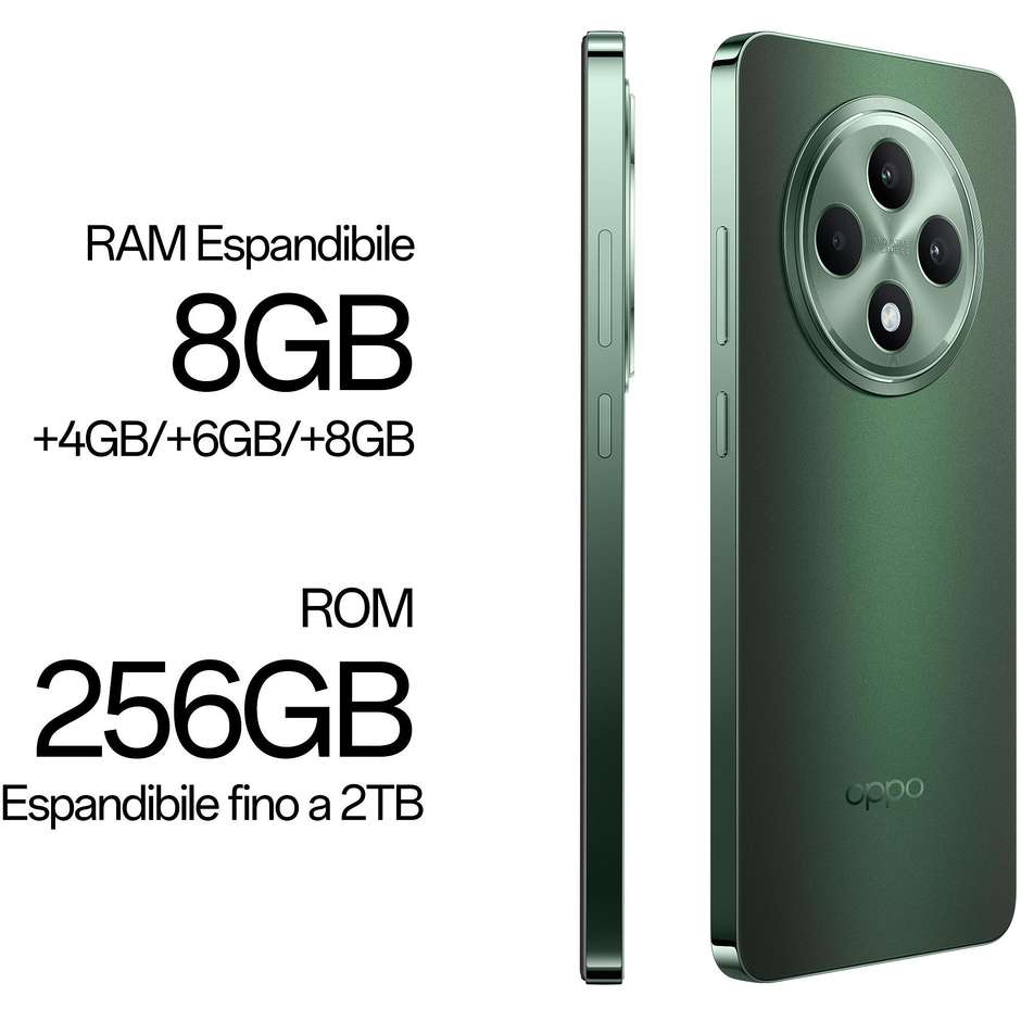 OPPO Reno12 F Smartphone 5G 6.67”  Ram 16 GB Memoria 256GB Android 14 Colore Olive Green