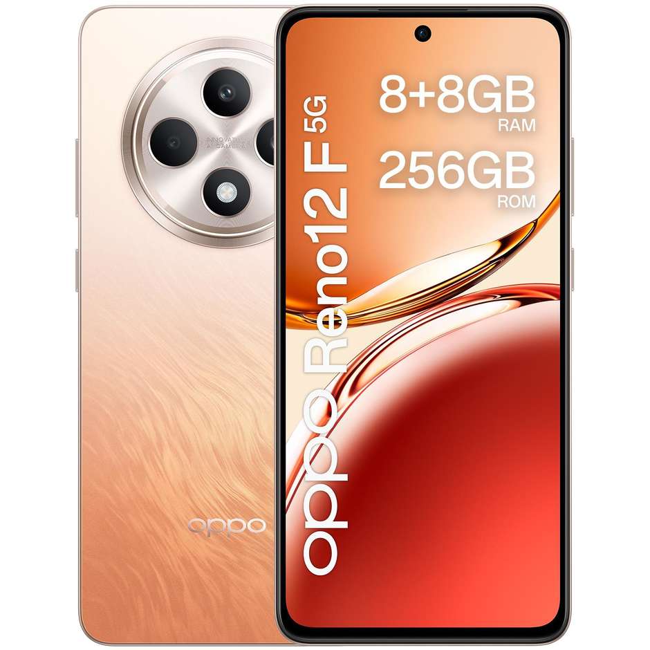 OPPO Reno12 F Smartphone 5G 6.67”  Ram 16 GB Memoria 256GB Android 14 Colore Orange