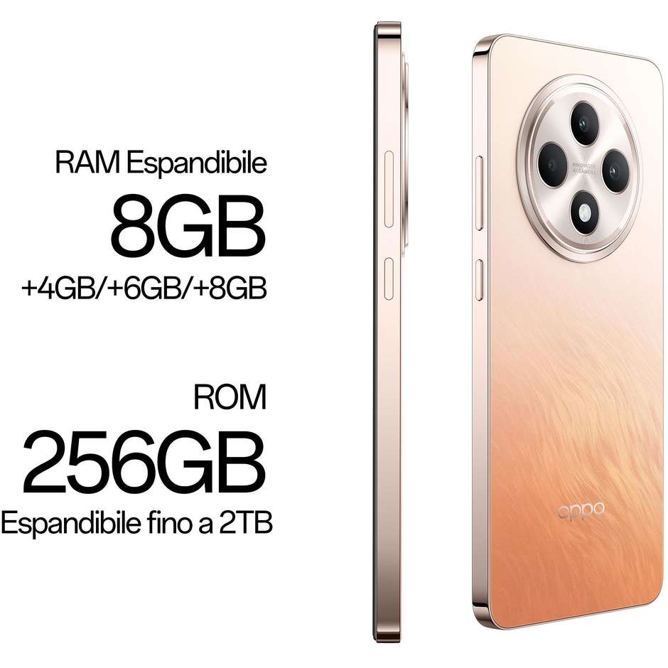 OPPO Reno12 F Smartphone 5G 6.67”  Ram 16 GB Memoria 256GB Android 14 Colore Orange