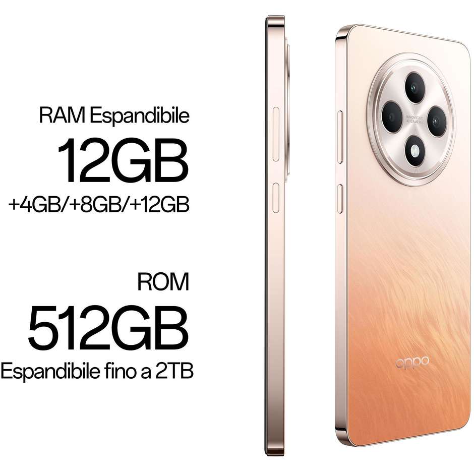 OPPO Reno12 FS Smartphone 5G 6.67” RAM 24 GB Memoria 512GB Colore Amber Orange