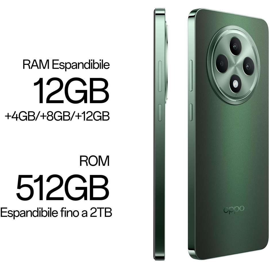 OPPO Reno12 FS Smartphone 5G 6.67” RAM 24 GB Memoria 512GB Colore Olive Green