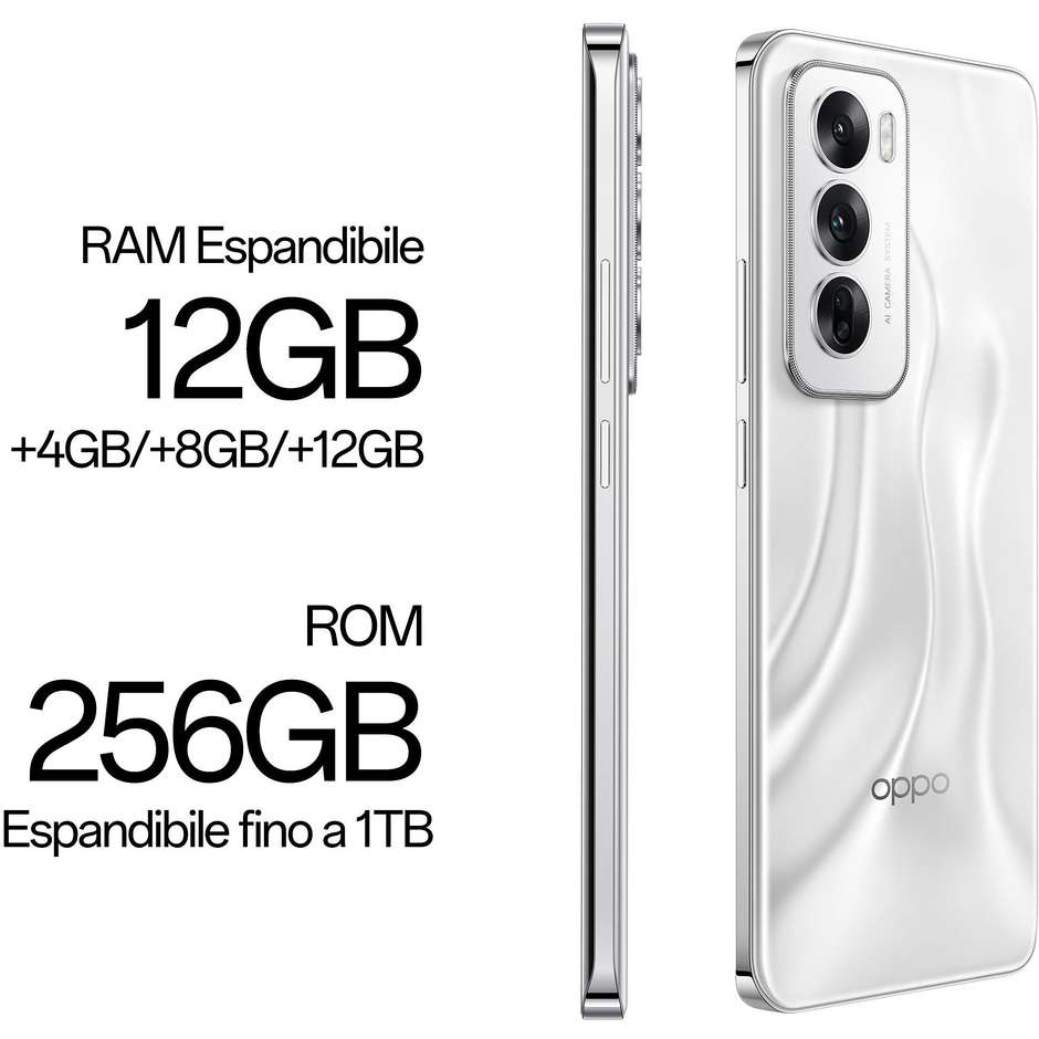 OPPO Reno12 Smartphone 5G 6.7” Ram 24 GB Memoria 256 GB Android 14 Colore Argento