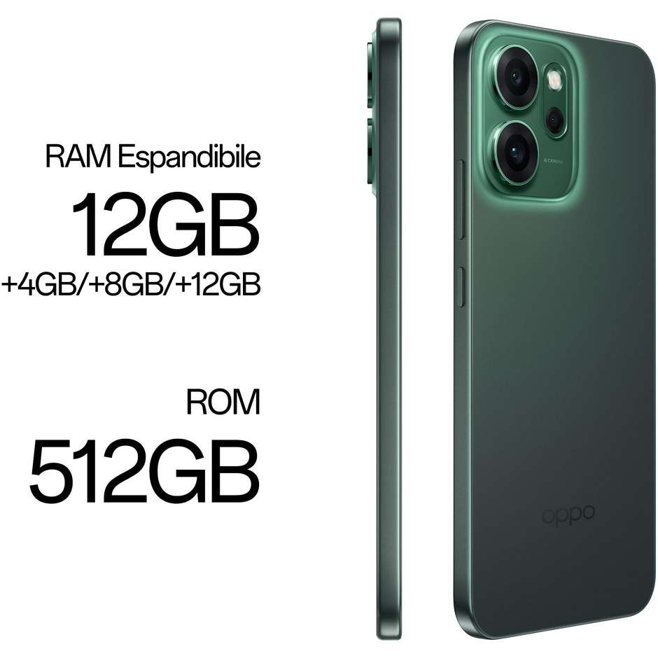 OPPO Reno14 FS Smartphone 5G 6.57" Ram 12 GB Memoria 512 GB Android 15 Colore Verde