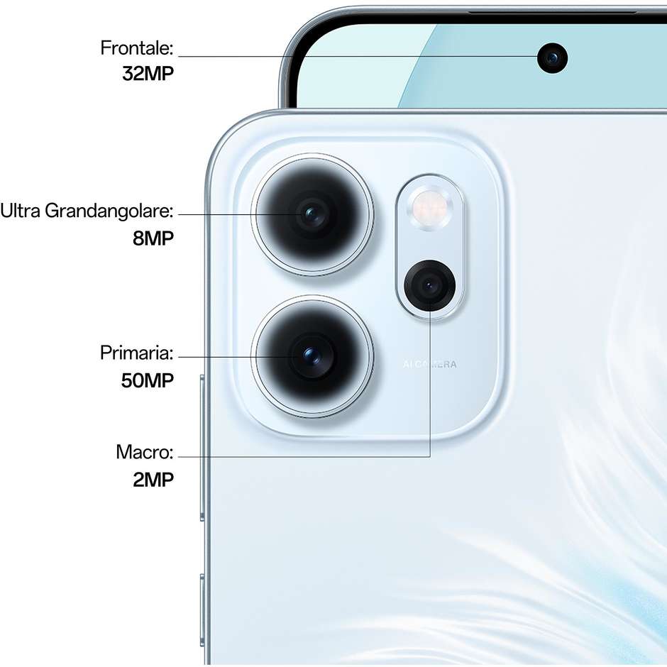 OPPO Reno14 FS Smartphone 5G 6.57" Ram 12 GB Memoria 512 GB Colore Blu