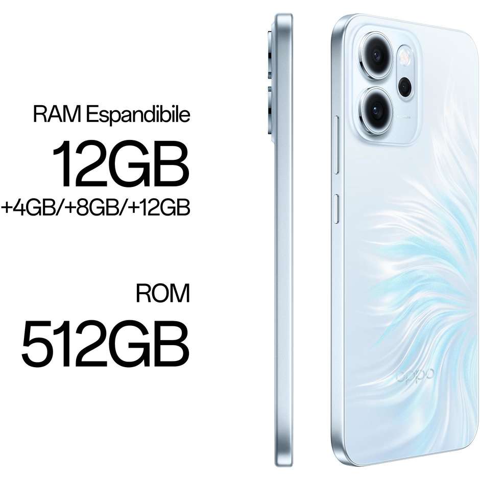 OPPO Reno14 FS Smartphone 5G 6.57" Ram 12 GB Memoria 512 GB Colore Blu