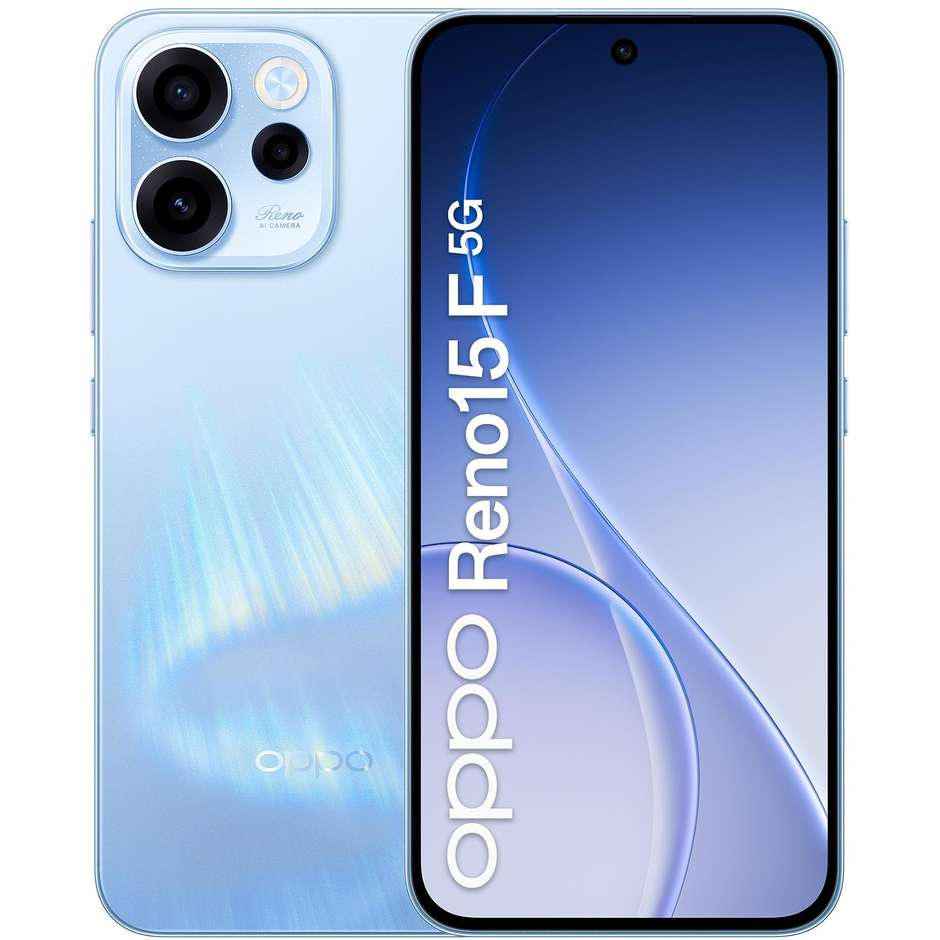 OPPO Reno15 F Aurora Blue Box Smartphone 5G 6,57" Ram 8 GB Memoria 256 GB Colore Blu
