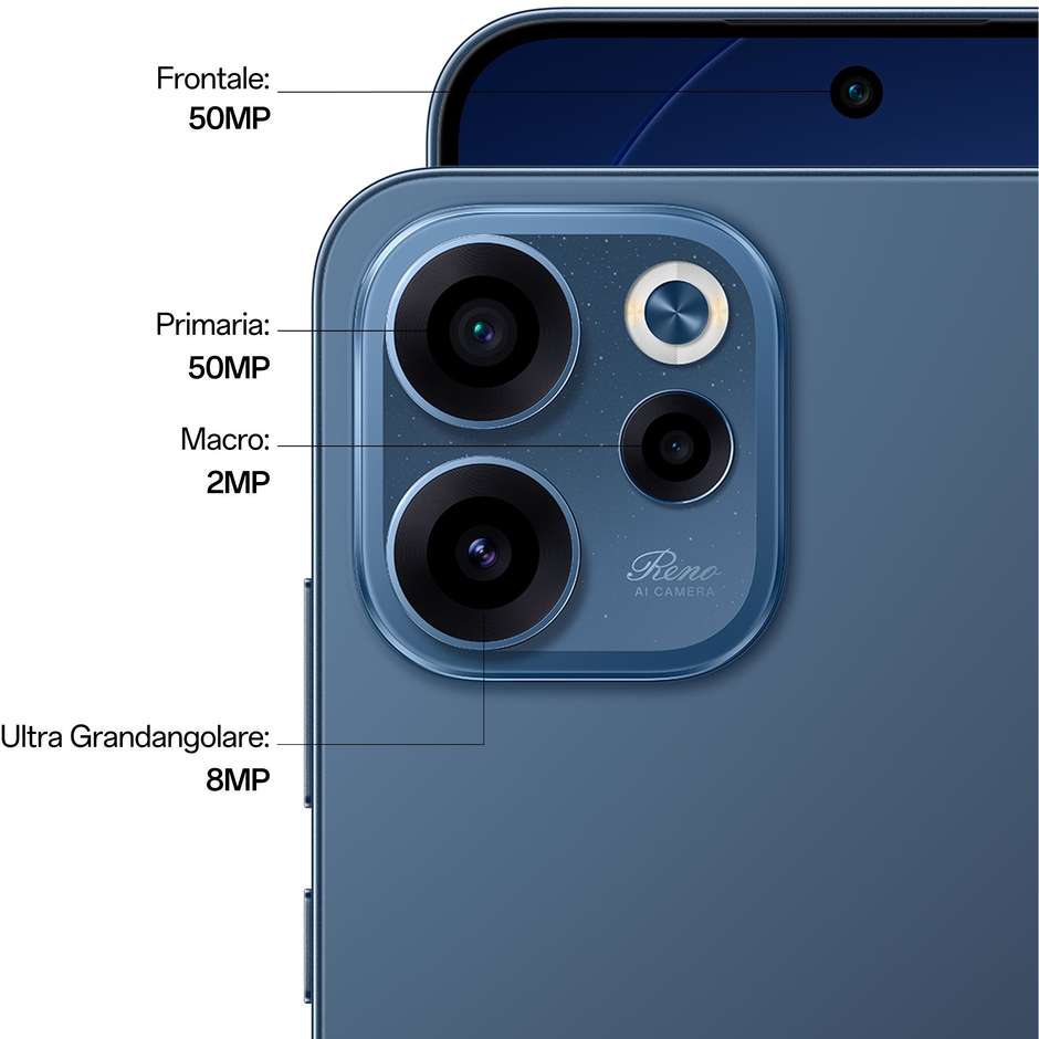 OPPO Reno15 F Smartphone 5G 16,7 cm (6.57") AMOLED 120Hz 8 GB 256 GB 50 MP 5000 mAh Nero (Twilight Black)