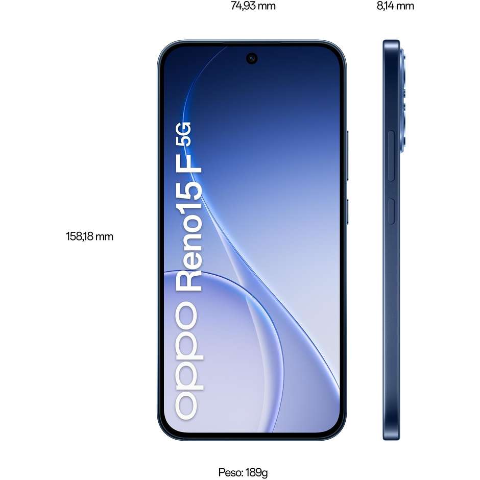 OPPO Reno15 F Smartphone 5G 16,7 cm (6.57") AMOLED 120Hz 8 GB 256 GB 50 MP 5000 mAh Nero (Twilight Black)