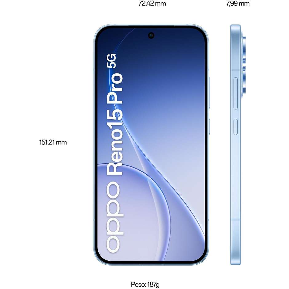 OPPO Reno15 Pro 5G 512GB Display AMOLED 6,32" 200MP Aurora Blue