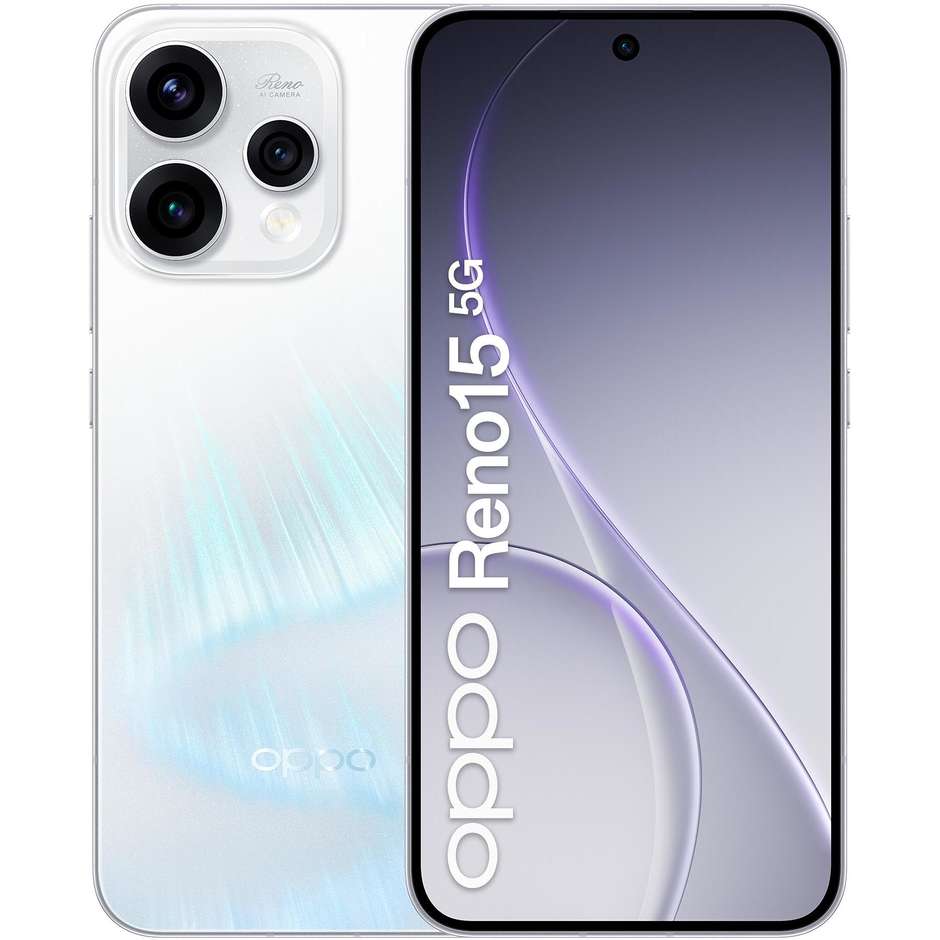 OPPO Reno15 Smartphone 5G 16,7 cm (6.59") AMOLED 120Hz 8 GB 512 GB 50 MP 5000 mAh Bianco (Aurora White)