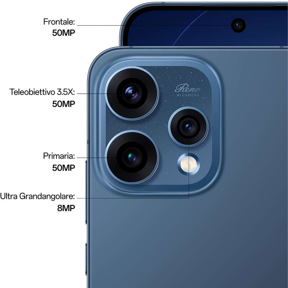OPPO Reno15 Smartphone 5G 16,7 cm (6.59") AMOLED 120Hz 8 GB 512 GB 50 MP 5000 mAh Nero (Twilight Black)