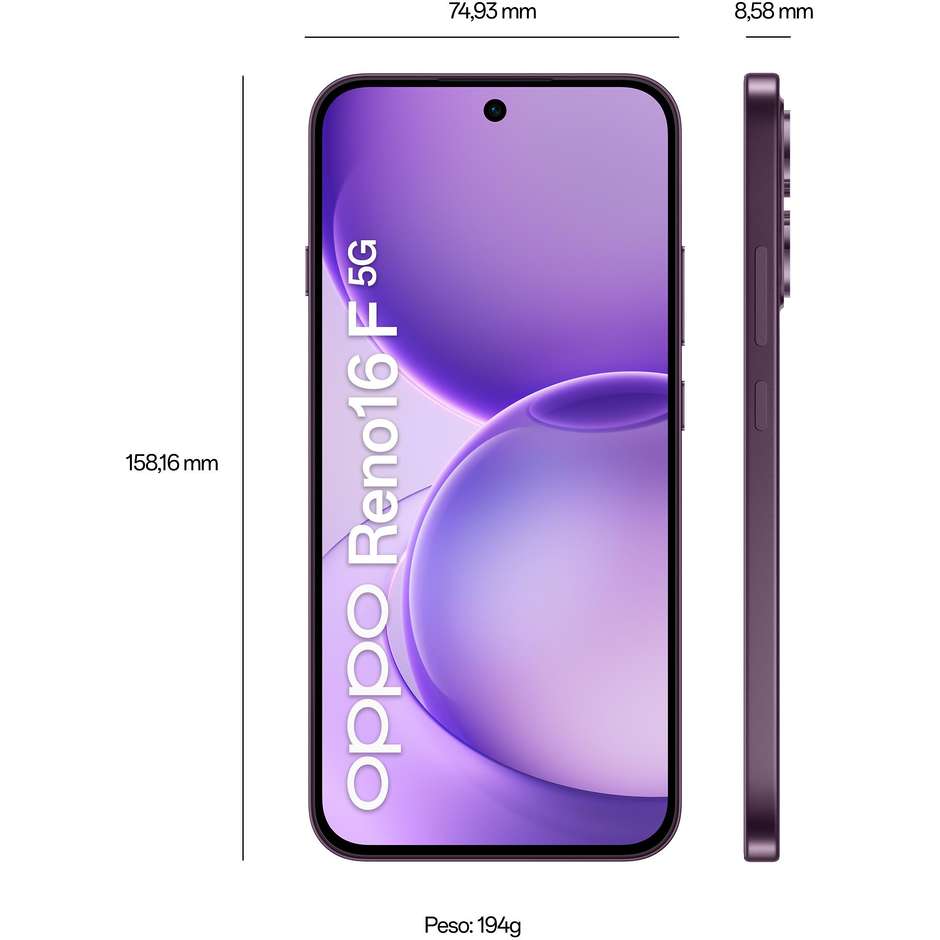 OPPO Reno16 F 5G 8 GB/256 GB AMOLED 120 Hz Purple Black