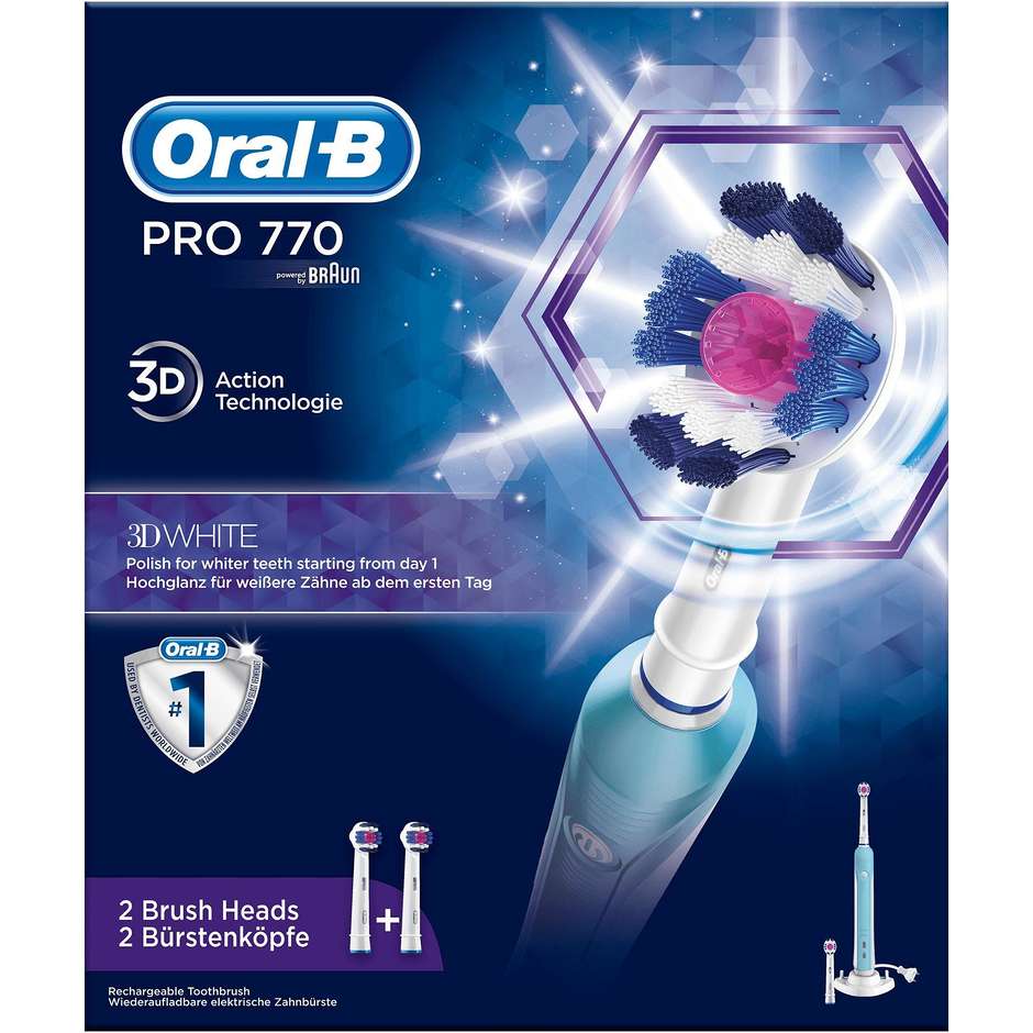Oral-B 80285669 spazzolino elettrico rotante-oscillante blu con 2 testine 3D White