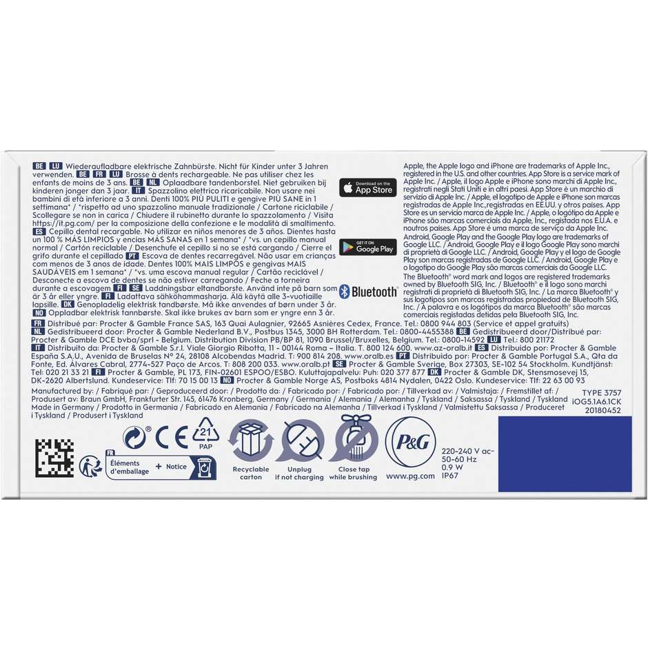 Oral-B 80766767, spazzolino elettrico bianco con 5 modalità
