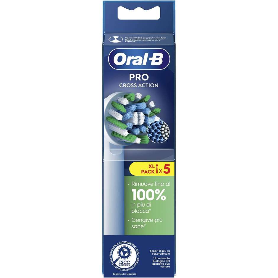 Oral-B Cross Action Testine Di Ricambio Pro Cross Action 5 Testine Colore Bianco
