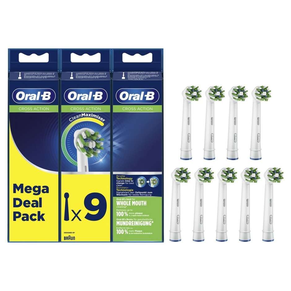 Oral-B CrossAction CleanMaximiser, 9 testine di ricambio bianche